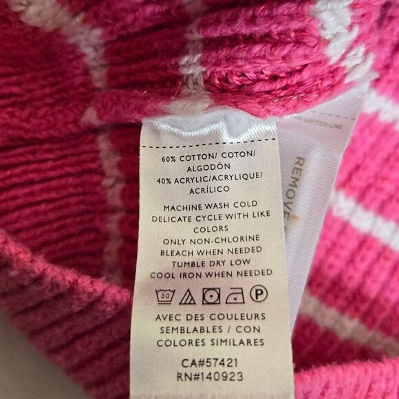 LOFT pink striped button up v-neck oversized cardigan‎ sweater L - Picture 6 of 9